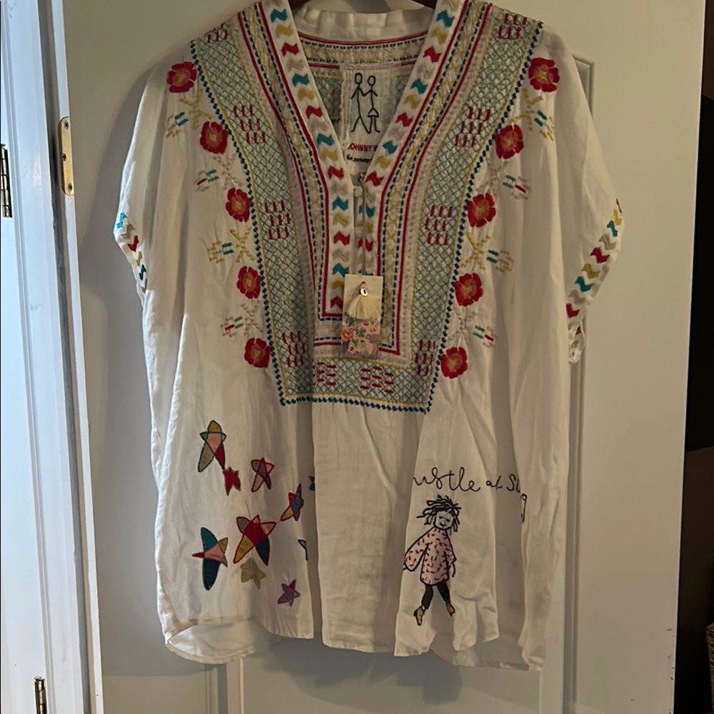 Johnny Was Multicolor Embroidered Top - Picture 2 of 8